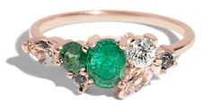 This Custom Heirloom Emerald and Morganite Cluster Ring features 4 x 6mm heirloom oval emerald, a 4mm heirloom emerald, a 4mm heirloom diamond, a 3 x 5mm pear cut morganite, a 2.5 x 5mm marquise morganite, two 2mm seafoam sapphires, set in 14kt rose gol Bario Neal, Marquise Cut Engagement Ring, Pave Diamond Earrings, Blue Topaz Engagement Ring, Gold Heart Earring, Titanium Wedding Rings, Costume Jewelry Rings, Custom Wedding Rings, Fine Diamond Jewelry