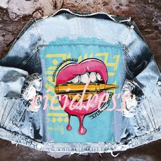 Print Outerwear, Graffiti Illustration, Long Sleeve Denim Jacket, Printed Denim Jacket, Lips Print, Exclusive Dress, Style Upgrade, Black Denim Jacket, Printed Denim