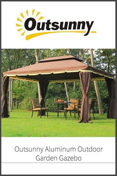 an outdoor gazebo is shown with the words outsunny aluminum outdoor garden gazebo