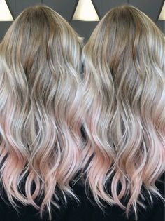 Blonde and peach balayage ombré Peach Balayage, Brown Ombre Hair, Balayage Ombré, Blond Balayage, Ombre Hair Blonde, Ash Blonde Hair, Pink Highlights