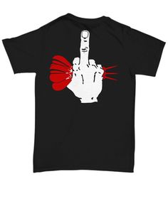 Darts middle finger shirts Garment Details... - 5 oz., preshrunk 100% cotton that feels great! - Seamless body with set-in sleeves - Double-needle stitched sleeves, bottom hem and front neck - 1x1 rib seamless collar - Shoulder to shoulder taping - TearAway™ label for max comfort Funny Black Shirt For Fan Merchandise, Serenity Prayer Necklace, Dart Shirts, Garment Details, Feeling Great, Dart, Shoulder Taping, Adult Outfits, Tops & Tees