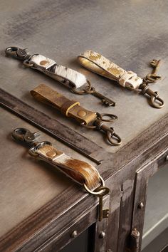 antique scissors and other metal objects on a table