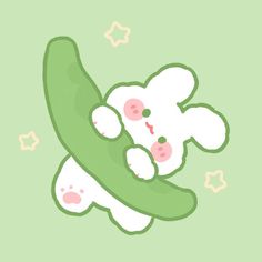 a teddy bear hugging a cucumber on a green background