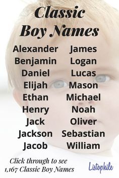 a poster with the names of different children's names in black and white on it