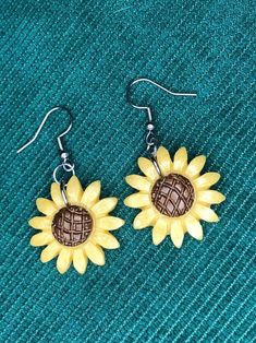 Resin Daisy Earrings Handmade Yellow or White Daisy Dangle | Etsy Yellow Hypoallergenic Flower-shaped Earrings, Brown Flower Earrings With Ear Wire, Cute Yellow Resin Jewelry, Yellow Sunflower Dangle Earrings, Yellow Sunflower Design Dangle Earrings, Cute Yellow Flower Shaped Jewelry, Yellow Flower Shaped Jewelry With Sunflower Print, Yellow Flower-shaped Jewelry With Sunflower Print, Yellow Sunflower Design Flower Earrings