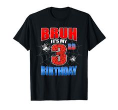 a spiderman 3rd birthday t - shirt with the number three on it's chest