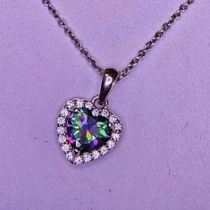 Mystic Topaz & Sterling Silver 18" New In Box Heart Halo, Halo Necklace, Mystic Topaz, Womens Jewelry Necklace, Topaz, Halo, Jewelry Necklaces, Womens Sizes, Necklaces