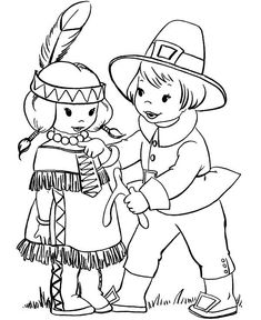 two children dressed up in native american clothing and hats, one is holding an instrument