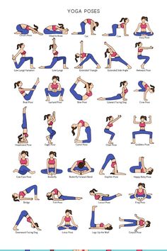 the yoga poses for beginners are shown in this poster, which shows how to do them