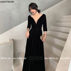 Shop Simple Long Black Vneck Elegant Evening Dress With Sleeves online. SheProm offers formal, party, casual u0026 more style dresses to fit your special occasions. Elegant V-neck Evening Dress For Prom, Dressy V-neck Holiday Dresses, Fall Party V-neck Maxi Dress, Fall Cocktail V-neck Maxi Dress, Elegant V-neck Dress With Surplice Neckline For Party, Elegant V-neck Prom Dress, Dressy V-neck Dresses For Prom Season, V-neck Maxi Dress For Prom Evening, V-neck Maxi Dress For Prom