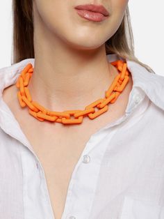 Type Necklace Subtype Necklace Colour Orange Metal Silicon Stonetype NA Closure lobster clasp Plating Gold-Plated Gold Link Chain Necklace, Best Casual Shirts, Necklace Orange, Track Pants Women, Gold Link Chain, Dress Joggers, Designer Necklace, Colour Orange, Gold Link