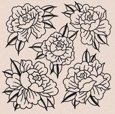 some black and white flowers on a beige background