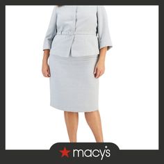 in stock Fall Workwear Pencil Skirt Suit, Fall Pencil Skirt Suit For Workwear, Fall Office Pencil Skirt Suit, Pencil Skirt Suit, Gray Suits, Plus Size Business, Plus Size Suits, Business Casual Work, Le Suit