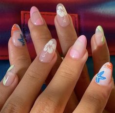 Gel X Summer Nails, Nails For Hawaii, Bahamas Nails, Detailed Nails, Hawaii Nails, Hawaii Trip, Nice Nails, Summery Nails, Nails Colors