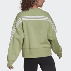 Women's adidas W Fi 3s Crew Stripe Sports Round Neck Pullover Long Sleeves Acid Green Hoodie HC1639 Striped Sweatshirts, Hoodie Green, Weekend Plans, Green Hoodie, Adidas Sportswear, Adidas Performance, Stripe Sweater, Adidas Women, Adidas Jacket