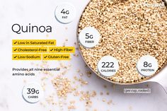 the ingredients for quinoa in a measuring cup