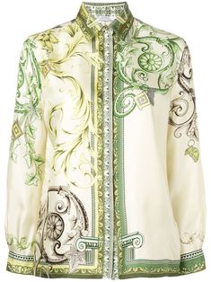 VERSACE VERSACE COLLECTION BAROQUE PRINT SHIRT - GREEN. #versace #cloth Versace Shirts, Baroque Print, Versace Fashion, Atelier Versace, Spring Couture, Versace Collection, Versace Outfit, Fashion Design Drawings, Gianni Versace