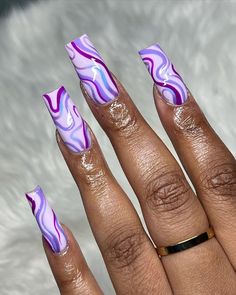 Purple Nails Winter, Christmas Nails Medium Length, Christmas Nails Medium, Medium Length Inverted Bob, Fall Abstract Nails, Nails Skeleton, Nails Winter Christmas, Winter Christmas Nails, Colourful Acrylic Nails