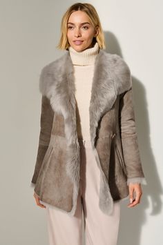 Extraordinarily elegant and incredibly insulating, the Nathalia Merinillo Toscana sheepskin coat is one designed to envelop you in pure luxury. The Nathalia is meticulously crafted from a unique, ethereal Merinillo trimmed in plush Toscana sheepskin that is super-soft to the touch and is equipped with an eye-catching braided belt that can help adjust its fit, no matter what you're wearing underneath. Trendy Christmas Outfits, Sheepskin Slippers, Sheepskin Coat, Braided Belt, No Matter What, Lightweight Jacket, Leather Coat, Wool Coat, Crochet Clothes