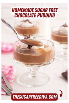 homemade sugar free chocolate pudding in a glass bowl