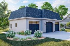 a two car garage is shown in this rendering