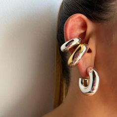 Uworld Versatile 316L Stainless Steel Thick Smooth Hoop Earrings  Boldly Chunky Ear Cuff Earrings نظارات شمسية, Chunky Hoop Earrings, Wrap Earrings, Gold Ear Cuff, Silver Ear Cuff, Ear Cuff Earings, Ear Cuffs, Cuff Earrings, Stainless Steel Earrings