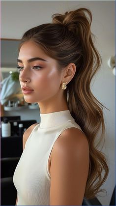 Hairstyles That Slay: Bold Looks for the Modern Woman Prom Hairstyles 2024 Trends, Best Prom Hairstyles, Prom Trends, Tail Hairstyle, Pony Hairstyles, Elegant Ponytail, High Ponytail Hairstyles, 2024 Prom, Classic Hairstyles