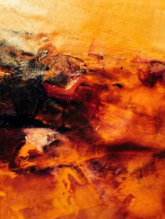 an abstract painting with orange and brown colors