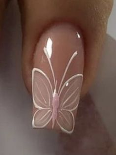 Quartz Nails, Simple Acrylic Nails, Classy Acrylic Nails, Pretty Gel Nails, Soft Nails, Kawaii Nails, Butterfly Nail, Pink Acrylic Nails