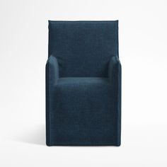 a blue chair on a white background with no one in the room to see it