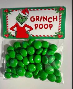 the grinch poop candy is in a bag and it's on display