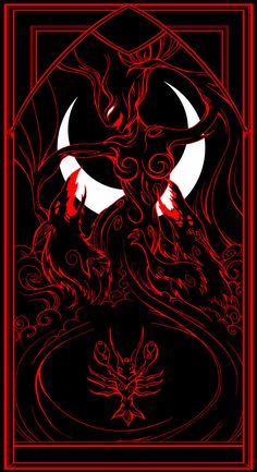 the devil tarot card with an evil face on it