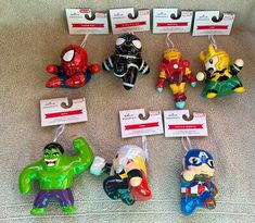 various toy figurines are on display for sale