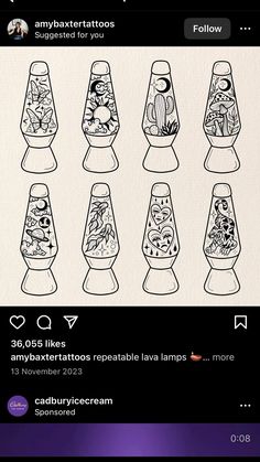 an iphone screen with several vases drawn on it's side and the caption below