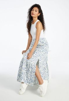 Casual Full Length Maxi Skirt For Spring, Casual Full-length Maxi Skirt For Spring, Casual Spring Maxi Skirt, Spring Daywear Long Skirt, High Waist Cotton Maxi Skirt For Day Out, Spring Full-length Skirt For Day Out, Spring Full Length Skirt For Day Out, Summer Full Length Cotton Skirt, Full Length Cotton Summer Skirt