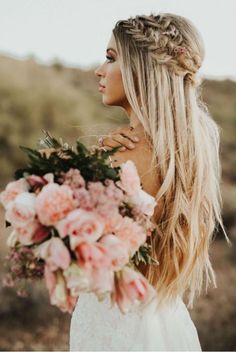 Bridal Hair Half Up, Blonde Wedding Hair, Blonde Bride, Bride Crown, Boho Wedding Hair, Fairy Hair, Wedding Hairstyles Updo, Wedding Hairstyles For Long Hair, Half Up Hair