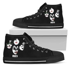 Kiss Rock Band, Sneakers High Top, Rock Rock, Clothes Black, Clog Shoes, Top Music, Band Music, Timeless Classic Style, Black High Tops