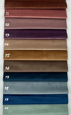 the color chart for different fabrics