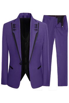 Color: PurpleButton: Single BreastedOccasion: Prom, Wedding, BusinessNeckline: Shawl LapelMaterial: Polyester & Polyester BlendPattern: SolidPiece: 3 PiecePocket: With Flap Prom Suit, Prom Suits, Men's Suits, Prom Wedding, Mens Suits, Formal Event, Shawl, Prom, Purple