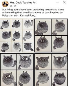 several pictures of cats with different facial expressions on them, including eyes and nose shapes