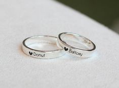 Engraved Rings Personalized, Personalized Promise Rings, Stackable Name Rings, Engraved Promise Rings, Sterling Silver Skull Rings, Best Friend Bracelets, Silver Skull Ring, Promise Rings For Couples, Couples Ring Set