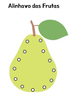 a green pear with polka dots on it and the words,'alhnvo dos fruits