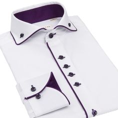 Color: Purple edge 76536L, Size: 41, Ships From: China Men's Business Casual Style, Mens White Dress Shirt, Blouse Korean Style, Business Dress Shirts, Shirt Dress Pattern, White Dress Shirt, White Collared Shirt, White Shirt Men, Tuxedo Dress