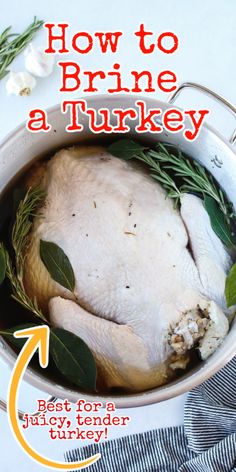 how to brine a turkey in a pot with herbs and rosemary on the side