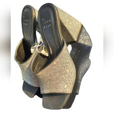 A New Day Women's Rhinestone Block Heeled Mule Shoes Silver Glitter Size 7 New With Tags 4 Inches #Blockheels #Mule #Heels #Anewday #Platformheels #Mules Silver Sequined Heels For Summer, Silver Sequined Sandals For Party, Silver Glitter Sandals For Party Season, Party Silver Sandals With Sequins, Evening Wedge Heels With Rhinestones, Sparkling Synthetic Sandals For Night Out, Glamorous Silver Wedge Heels, Silver Wedge Heel Evening Heels, Silver Wedge Heels For Evening