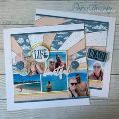 two cards with pictures of people on them and the words life is beautiful written in white