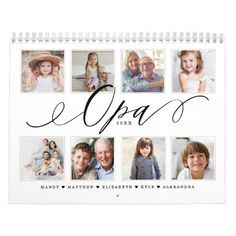 a calendar with the words grand papa and six photos on it's front cover