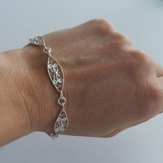 Filigree Bracelet Silver Bracelet Huelva Silver Jewelry | Etsy Simple Silver Jewelry, Sterling Silver Name Necklace, Silver Jewelry Diy, Jewelry Gift Ideas, Filigree Bracelet, Silver Ring Designs, Silver Jewellery Indian, Handmade Jewelry Bracelets, Filigree Jewelry