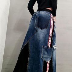 Avant Garde Skirt, Gothic Skirt, Skirt Casual, Women Skirt, Long Skirts For Women, Skirt Long, Jean Accessories, Casual Skirt, Denim Fashion