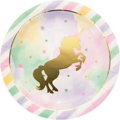 a paper plate with a unicorn on it